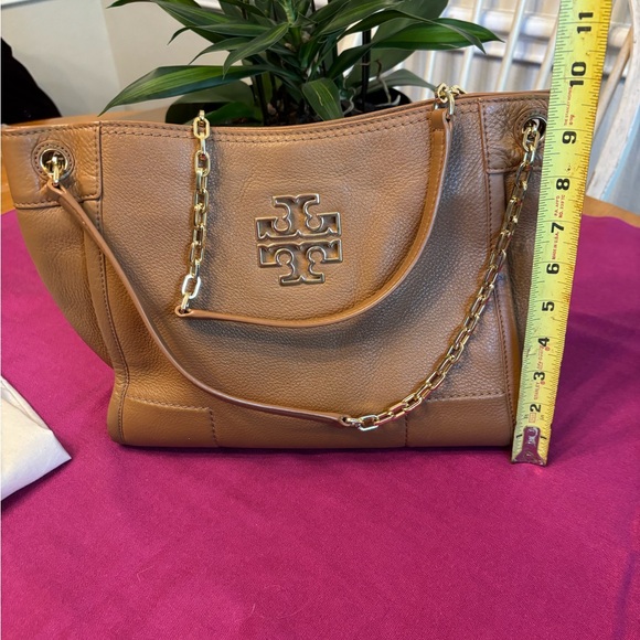 Tory Burch Britten Tote Brown Leather Shoulder Bag With Duster Bag - Picture 11 of 11